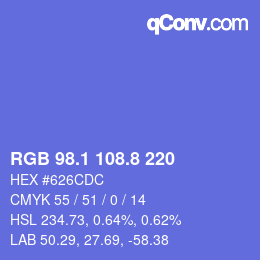 カラーコード: RGB 98.1 108.8 220 | qconv.com