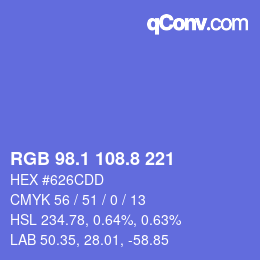 カラーコード: RGB 98.1 108.8 221 | qconv.com