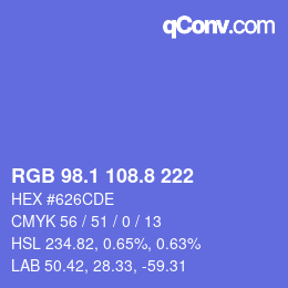 カラーコード: RGB 98.1 108.8 222 | qconv.com