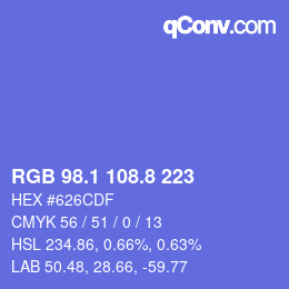 カラーコード: RGB 98.1 108.8 223 | qconv.com