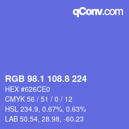カラーコード: RGB 98.1 108.8 224 | qconv.com