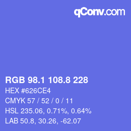 カラーコード: RGB 98.1 108.8 228 | qconv.com