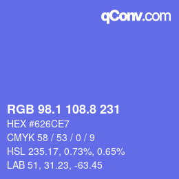 カラーコード: RGB 98.1 108.8 231 | qconv.com