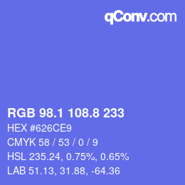 カラーコード: RGB 98.1 108.8 233 | qconv.com