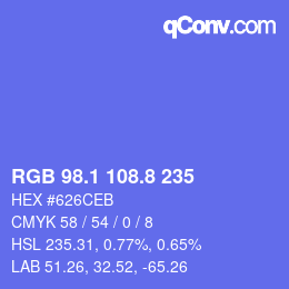 カラーコード: RGB 98.1 108.8 235 | qconv.com