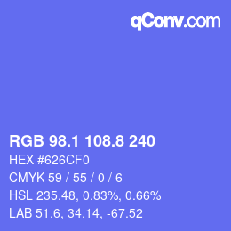 カラーコード: RGB 98.1 108.8 240 | qconv.com