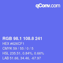 カラーコード: RGB 98.1 108.8 241 | qconv.com