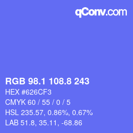 カラーコード: RGB 98.1 108.8 243 | qconv.com
