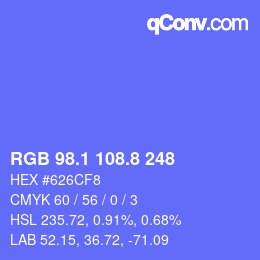 カラーコード: RGB 98.1 108.8 248 | qconv.com