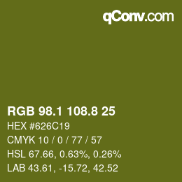 カラーコード: RGB 98.1 108.8 25 | qconv.com