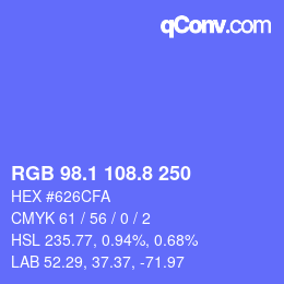 カラーコード: RGB 98.1 108.8 250 | qconv.com