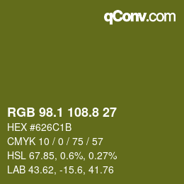 カラーコード: RGB 98.1 108.8 27 | qconv.com