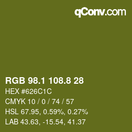 カラーコード: RGB 98.1 108.8 28 | qconv.com