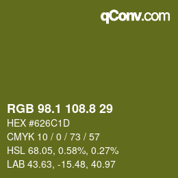 カラーコード: RGB 98.1 108.8 29 | qconv.com
