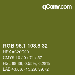 カラーコード: RGB 98.1 108.8 32 | qconv.com