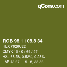 カラーコード: RGB 98.1 108.8 34 | qconv.com