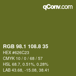 カラーコード: RGB 98.1 108.8 35 | qconv.com