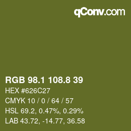 カラーコード: RGB 98.1 108.8 39 | qconv.com