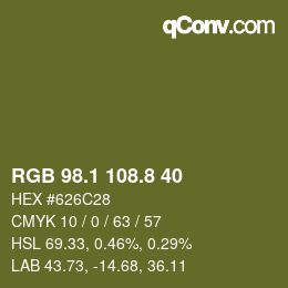 カラーコード: RGB 98.1 108.8 40 | qconv.com