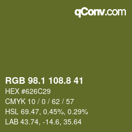 カラーコード: RGB 98.1 108.8 41 | qconv.com