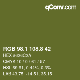 Color code: RGB 98.1 108.8 42 | qconv.com