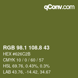 カラーコード: RGB 98.1 108.8 43 | qconv.com