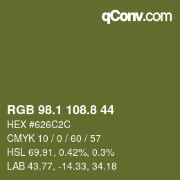 カラーコード: RGB 98.1 108.8 44 | qconv.com