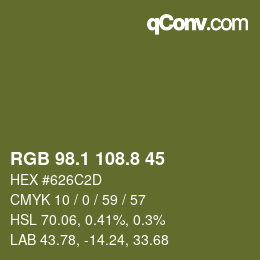 カラーコード: RGB 98.1 108.8 45 | qconv.com