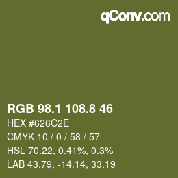Color code: RGB 98.1 108.8 46 | qconv.com