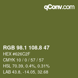Color code: RGB 98.1 108.8 47 | qconv.com