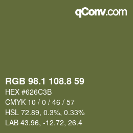 カラーコード: RGB 98.1 108.8 59 | qconv.com