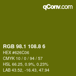 カラーコード: RGB 98.1 108.8 6 | qconv.com