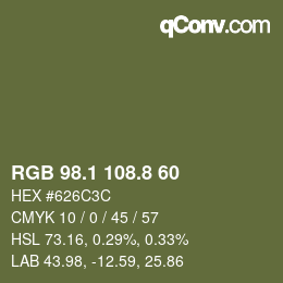カラーコード: RGB 98.1 108.8 60 | qconv.com