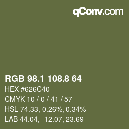 カラーコード: RGB 98.1 108.8 64 | qconv.com