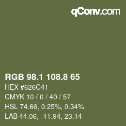 カラーコード: RGB 98.1 108.8 65 | qconv.com