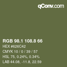 カラーコード: RGB 98.1 108.8 66 | qconv.com
