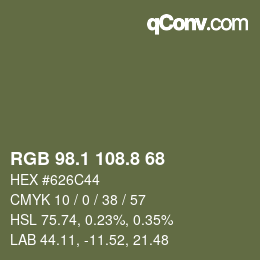 Color code: RGB 98.1 108.8 68 | qconv.com
