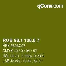 カラーコード: RGB 98.1 108.8 7 | qconv.com