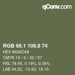Color code: RGB 98.1 108.8 74 | qconv.com