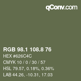 カラーコード: RGB 98.1 108.8 76 | qconv.com
