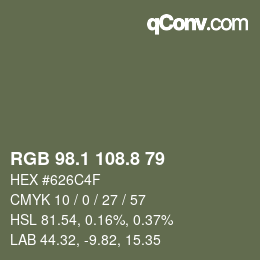 カラーコード: RGB 98.1 108.8 79 | qconv.com