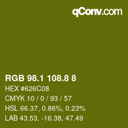 カラーコード: RGB 98.1 108.8 8 | qconv.com