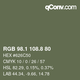 カラーコード: RGB 98.1 108.8 80 | qconv.com