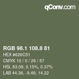 カラーコード: RGB 98.1 108.8 81 | qconv.com