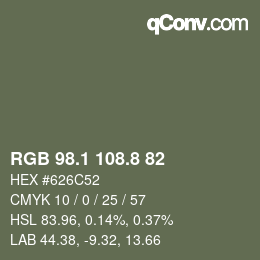 カラーコード: RGB 98.1 108.8 82 | qconv.com
