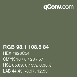 カラーコード: RGB 98.1 108.8 84 | qconv.com