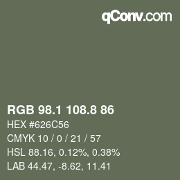 カラーコード: RGB 98.1 108.8 86 | qconv.com