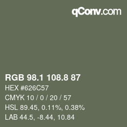 カラーコード: RGB 98.1 108.8 87 | qconv.com