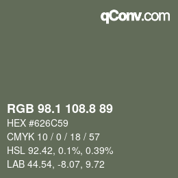 カラーコード: RGB 98.1 108.8 89 | qconv.com