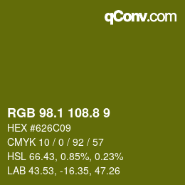 カラーコード: RGB 98.1 108.8 9 | qconv.com